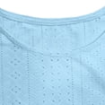 thumbnail image 4 of ClodeEU Women's Plus Size Crochet Lace Round Neck Top,Asymmetric Hem Long/3/4 Sleeve Blouse Light Blue,Womens Plus XXXL, 4 of 7