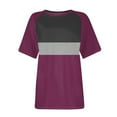 thumbnail image 5 of CHGBMOK Women's T Shirts Short Sleeve Color Block/Solid Tops Casual Summer Tees, 5 of 5