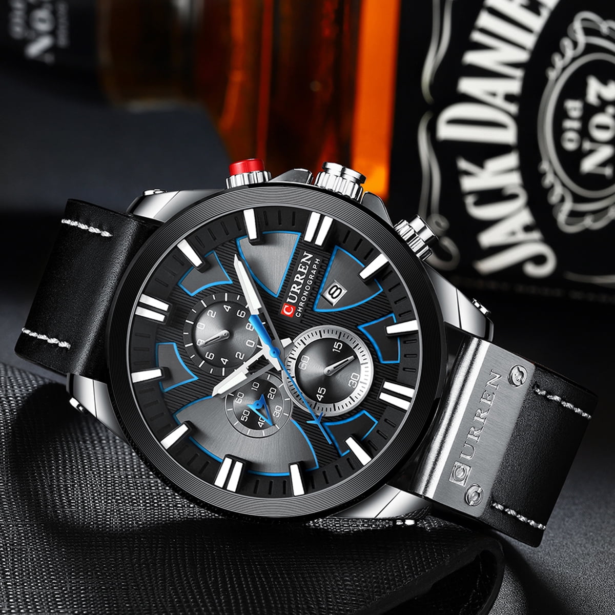 CURREN 8346 Luxury Business Quartz Movement Men Watch 3ATM Waterproof Big Dial Large Face Luminous Sports Wrist Watch Microsecond Second Minute Chronograph Sub dials Calendar Clock Wristwatch for Male...