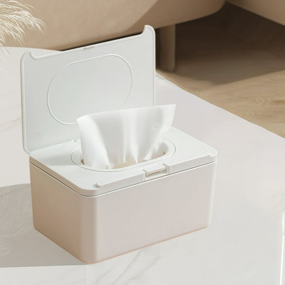 Tissue Box Cover with Phone Holder, Multi-Purpose Plastic Tissue Organizer for Bathroom Vanity, Kitchen Countertops, Bedroom Dressers and Office Tables