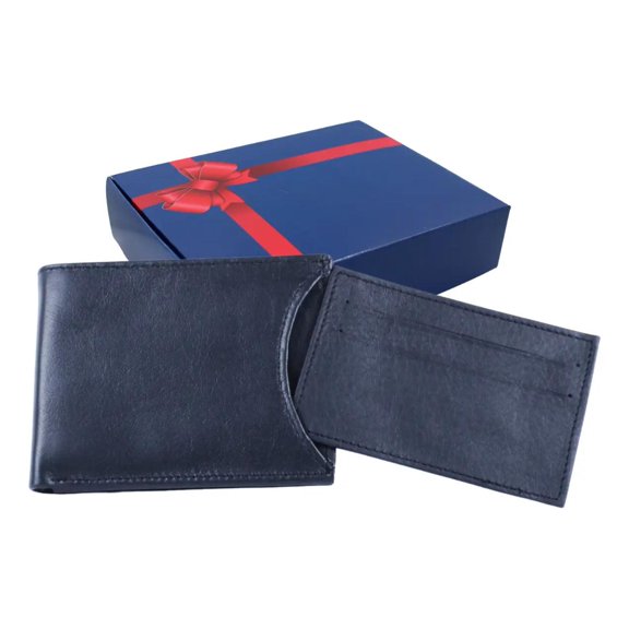 Cartera Hombre Tarjetero Horizontal Piel 100% Regalo Papá azul