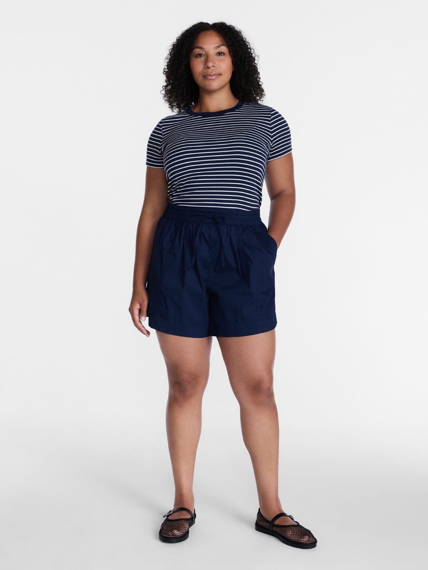 Time and Tru Women's Poplin Short, Sizes XS - XXXL