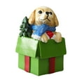 thumbnail image 1 of Figura de perro navideña en miniatura, estatua de perro pequeño, decoración para fiestas navideñas. Verde, 1 of 9