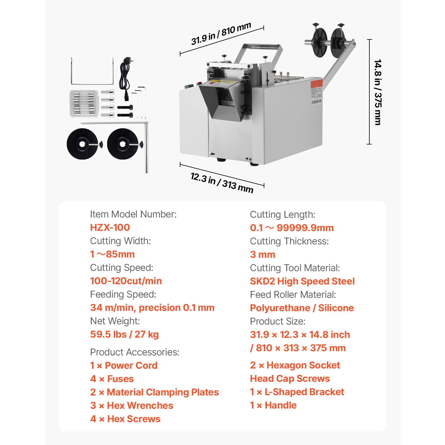 KFFKFF Automated Tubing Trimmer, Wire Pipe Slicing Equipment with 1mm-85mm Slicing Breadth, 0.1mm-99999.9mm Length, Auto Tubing Trimmer for Heat Contracting Tube, Fiberglass Tube, Wire