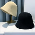 thumbnail image 6 of rygai Round Dome Short Brim Thick Warm Bucket Hat Women Winter Knitting Wool Basin Hat Fashion Accessories,Black, 6 of 8