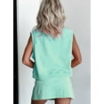 thumbnail image 6 of Womens Travel Outfits Summer Lounge Set Two Pieces Mineral Wash Cotton Tank Top Lined Split Athletic Skirt Set Green S, 6 of 7