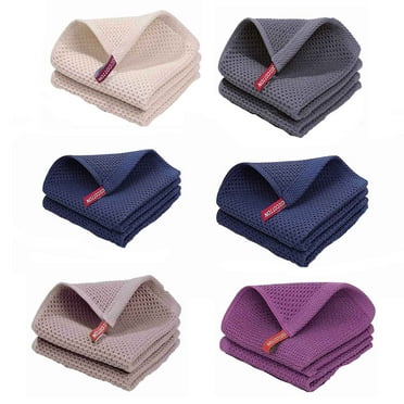 AUQ 6PCS Kitchen Towels,Soft Absorbent Wash Cloths,Cotton Microfiber Cleaning Cloth,Machine Washable Dish Towels for Kitchen