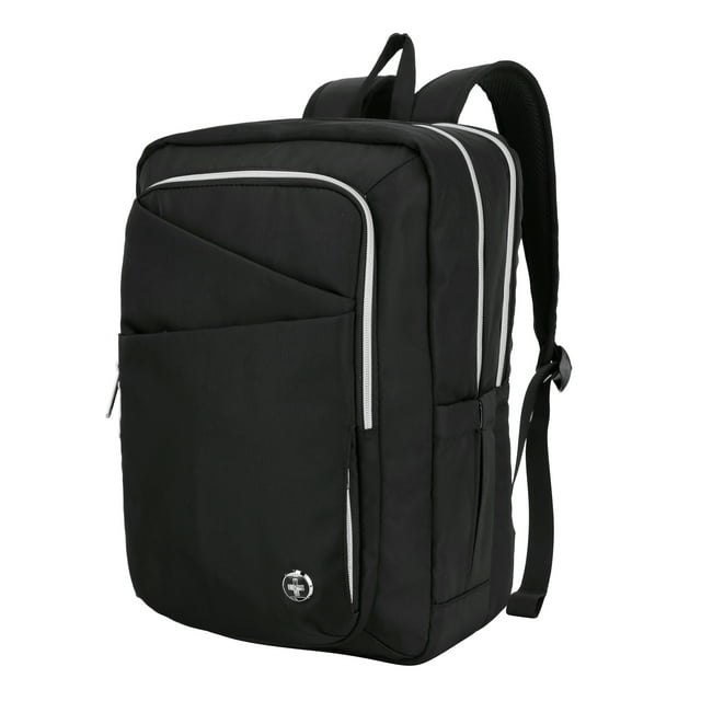 Swissdigital KATY Rose Platinum Office School Backpack – 16" Laptop Bag, USB Charging, SDD Finder, RFID Protection, Multi-Pockets