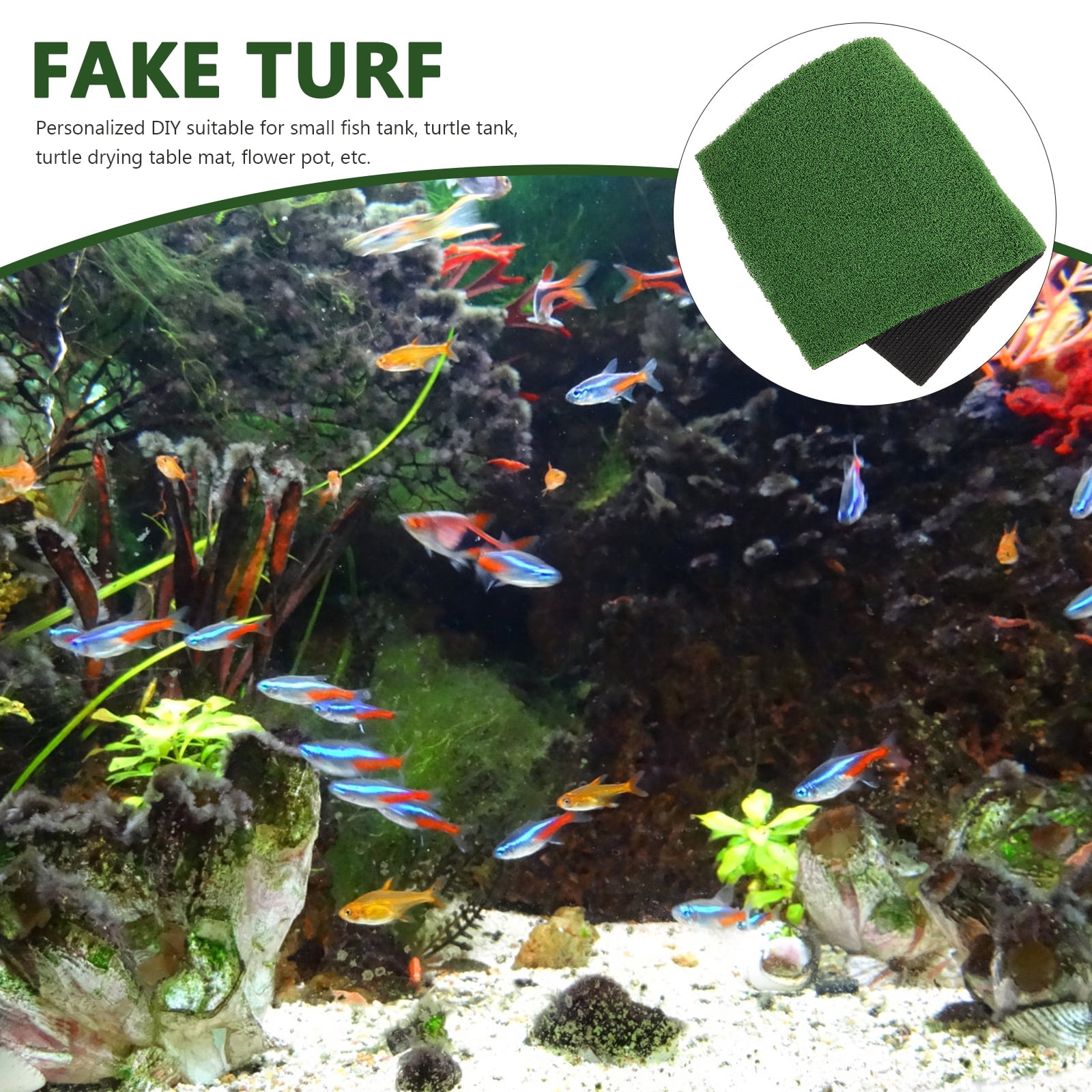 Turtle Basking Platform Turf, 2pcs Turtle Basking Platform Turf Simulated Turtle Turf Fish Tank Simulation Turf Climbing Platform Turf