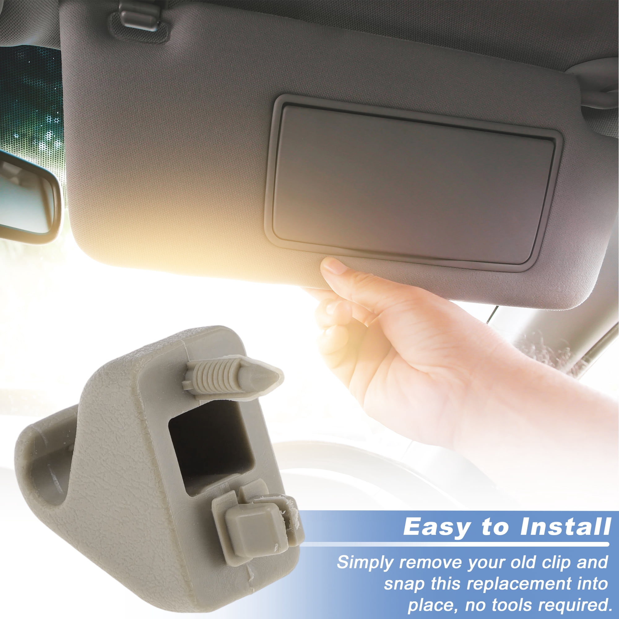 Unique Bargains 2Pcs Sun Visor Clip for Toyota 4Runner Tundra Hilux Surf Beige