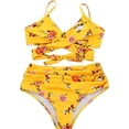 thumbnail image 2 of SWSMCLT Women's Sexy Two Piece Bikini Set Bathing Suit Beach High Waisted Full Coverage Cute Short Casual Summer Yellow1 10, 2 of 4