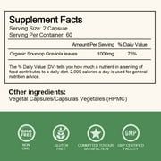 Soursop Graviola Capsules 1000mg with Vitamin C - 120 Count