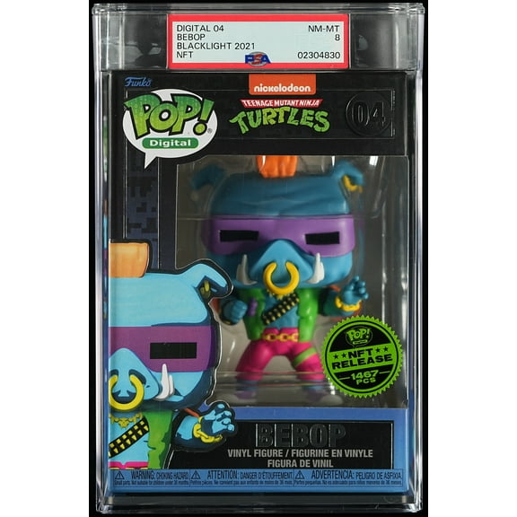 Teenage Mutant Ninja Turtles, PSA Graded 8 NM-MT, Bebop Collectible Vinyl Figure #04, Fully Encapsulated Bundle with Compatible Funko Pop! PSA Hard Protector Case