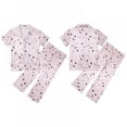 thumbnail image 3 of Little Girl Imitate Silk Pajamas Set,Short Sleeve Tops+Pants Sleepwear Suit,5-14Y, 3 of 7