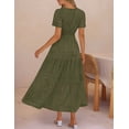 thumbnail image 5 of Merokeety Womens Summer Dresses Boho Floral Eyelet Lace Tiered Flowy Maxi Dress ArmyGreen s, 5 of 5