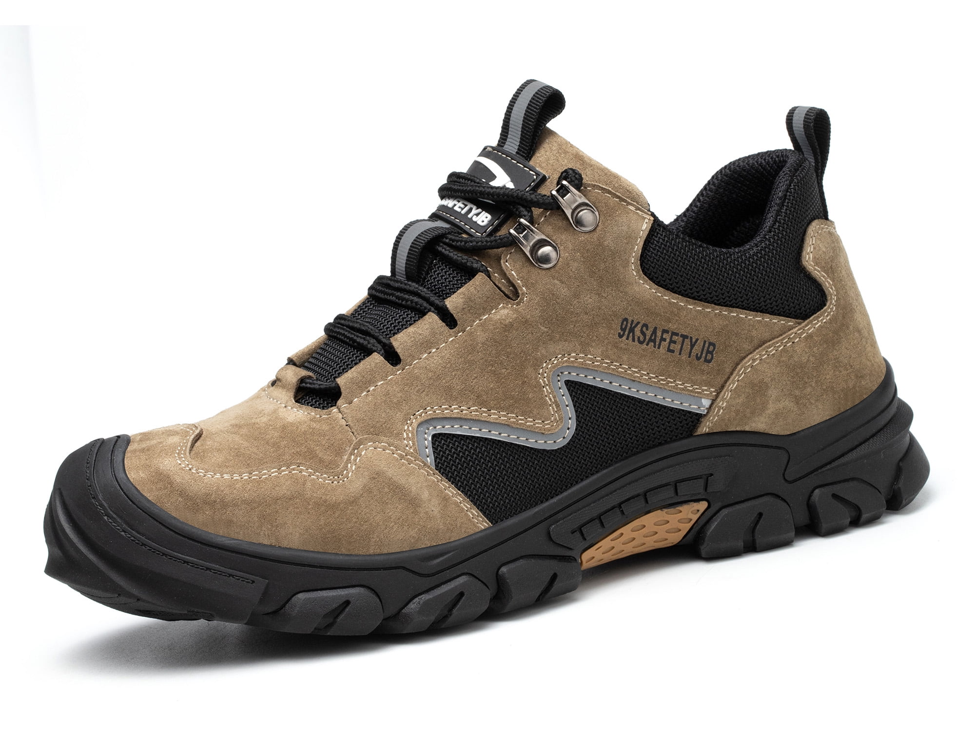 Own Shoe Steel Toe Shoes for Men Women Anti-pierce Lightweight Work Sneakers Nonslip Construction Safety Shoes, Adult Unisex, Size: 6, Brown