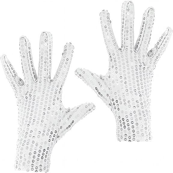 TELOLY 2026 New Sparkly Sequin Gloves - Unisex Silver Glitter Dance Gloves for Skating & Cosplay