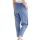 thumbnail image 5 of WILLBEST Pantalones Casuales elegantes para Mujer, Cintura Elástica, Pantalones Tobilleros de Lino Liso con Bolsillos para Uso Diario Extra Grande, 5 of 6