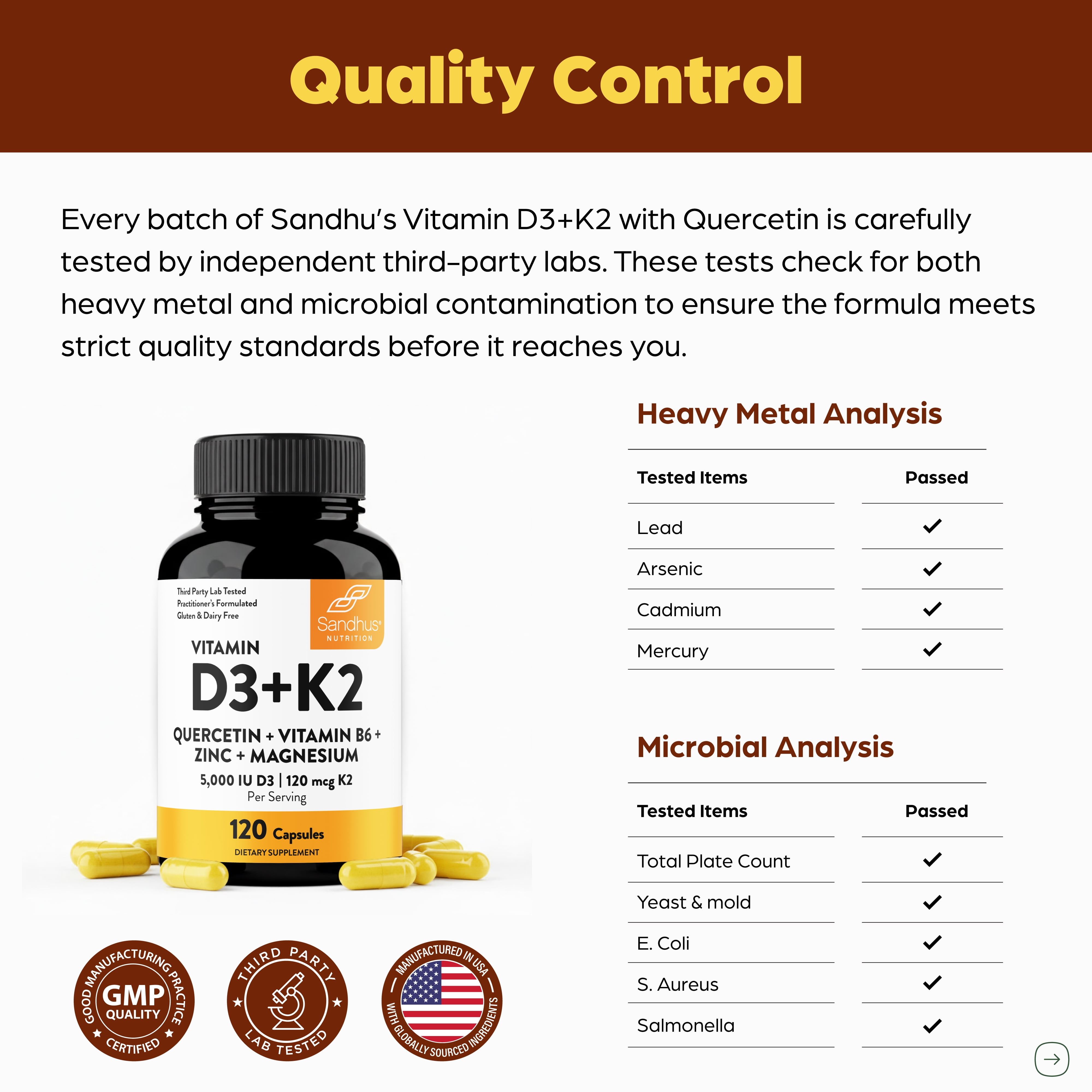 Sandhu's Vitamin D3 K2 Magnesium 5000 IU, 120mcg K2 Capsules 120 Count (Pack of 1) | with VIT B6, Zinc & Quercetin | D3K2 Supports Superior Absorption, Energy, Immune, Muscle Health for Men & Women