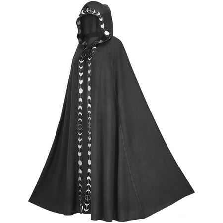 

ZMHEGW Unisex Kids Boys Girls Moon Phases Print Hooded Cloak Ren Aissance Long Cape Coat Cloak Outfits