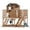 Solid wood color, variant on Ataucjin Kids Outdoor Playhouse with Climbing Wall, 2 Story Wooden Playhouse with Sandbox, Elevated Cedar Wooden Kids Playhouse with Step Ladder(ship in 3 boxes)