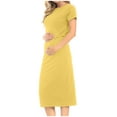 thumbnail image 2 of BLTIBY Womens Maternity Dresses Summer Short Sleeve Round Neck Solid Colour Fashion Loose Casual Breastfeeding Dress Yellow S, 2 of 7