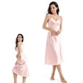thumbnail image 2 of Women Sleepwear Satin Nightgown Mini Slip Chemise Long Nightwear, 2 of 5