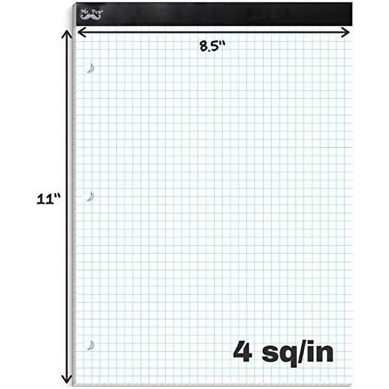 Mr. Pen- Graph Paper, Grid Paper Pad, 4x4 (4 Squares per inch), 8.5 inchx11 inch, 55 Sheets, 3-Hole Punched, Grid Paper, Graph Paper Pad, Graphing