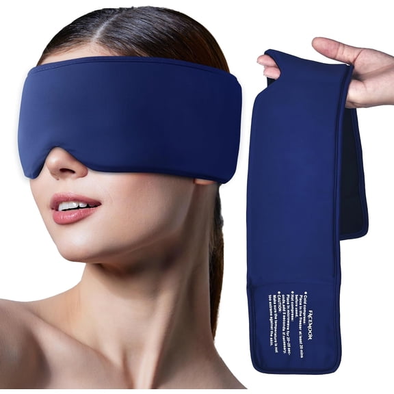 Cooling Eye Mask with Ice Gel: For Puffy Eyes Surgery Migraine, Stay Cold Comfy, Cold Compress Pack for tired eye, Headache Dark Circles Sleep, Soft Flexible Adjustable(Blue)