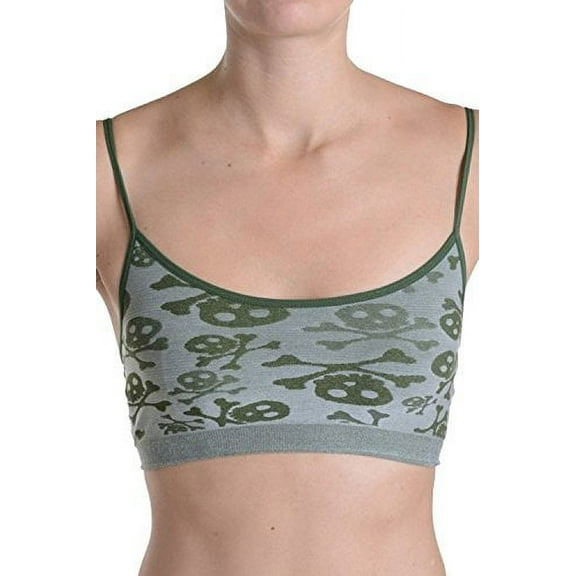 PacificPlex Womens Skulls Reversible Sports Bra, S/M, Green