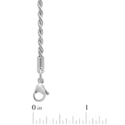 Men's Silver-Tone Stainless Steel 2.3MM Rope Link 24 Chain Necklace - Brilliance Fine Jewelry