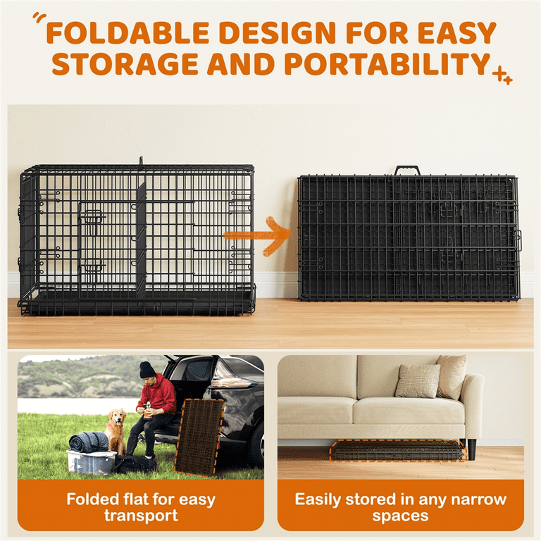 コリンシアン　マラドーナ　2体セット Alden Design 42″ Dog Crate with 2 Doors and Pull-out Tray for