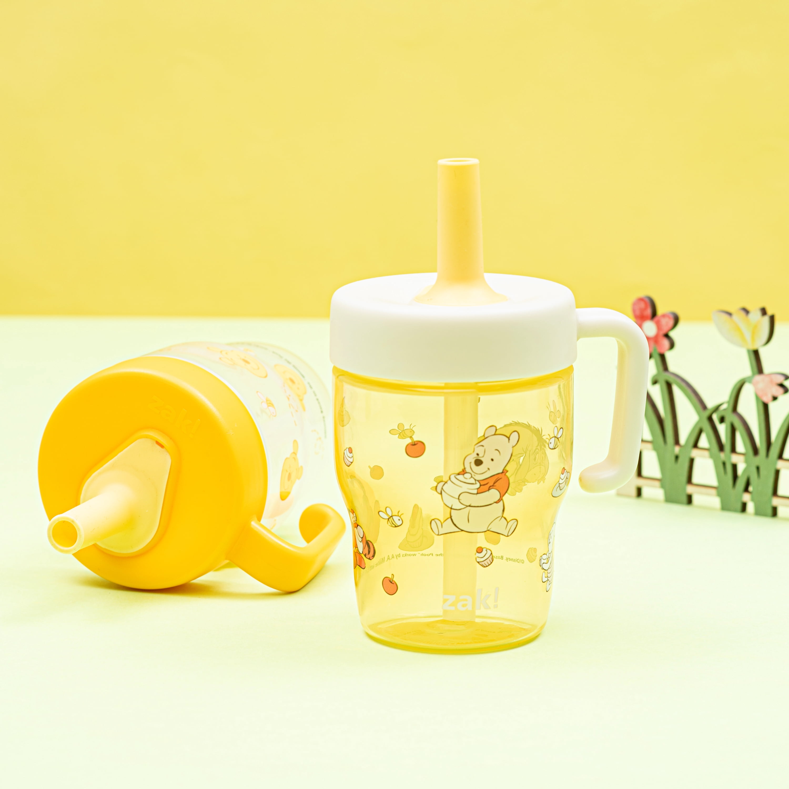 Zak Designs Disney Winnie the Pooh Capri Toddler Tumbler For Travel or At Home, 10oz 2-Pack Durable Plastic Sippy Cups With Handle and Leak-Proof Design are Perfect For Kids (Pooh & Friends)