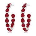 thumbnail image 2 of ANGARA Natural Pear-Shaped 4.08 ct Ruby Inside-Out Medium Hoop Earrings in 14K White Gold for Women (Size-4x3mm) | July Birthstone, Anniversary, Jewelry Gift for Women | Natural Ruby Earrings, 2 of 7