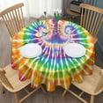 thumbnail image 3 of Colorful Rainbow Tie Dye Spiral Pattern Round Tablecloth 60"x60",Wrinkle Wipeable Table Cloth for Kitchen Dining Room Picnic Patio Party, 3 of 6