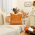 thumbnail image 3 of Fall Decorative Throw Pillow Covers 18 x 18 Inch Set of 4, Hello Pumpkin Fall Decor Outdoor Farmhouse Pillow Cases for Home Couch (Orange Color) G334-18, 3 of 6