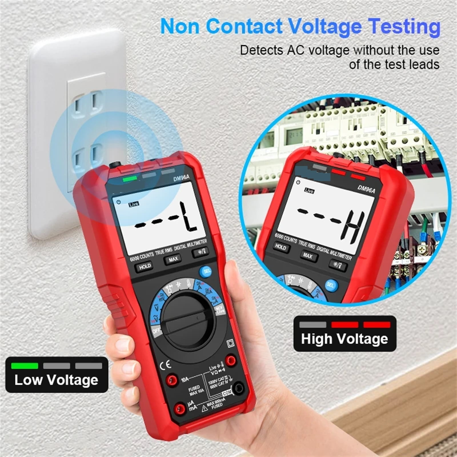 Multimeter Digital Smart Voltmeter AC DC Current Voltage Multi Tester Auto Range 6000 Counts LCD NCV Firewire Capacitor ,High Accuracy