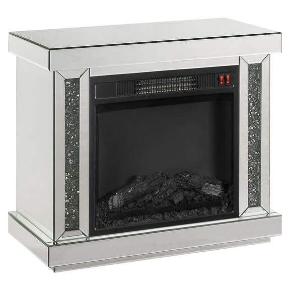ACME Noralie Fireplace in LED, Mirrored and Faux Diamonds