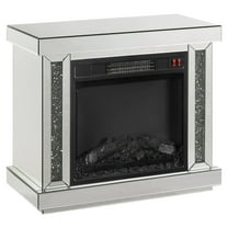ACME Noralie Fireplace in LED, Mirrored and Faux Diamonds