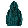 thumbnail image 2 of Zynoxe Men's Hooded Sweatshirt with Side Pockets & Elastic Cuffs Hem Zip Up Drawstring Hoodie Fashionable Printed Sweatshirt for Men Versatile Solid Color Long Sleeve Sweatshirt Jacket 2XL, 2 of 8