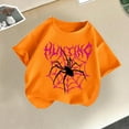 thumbnail image 2 of SGFCWSX Girls Short Sleeve T-Shirt, Kids Lightweight Cotton Graphic Print Breathable Top, Casual Everyday Wear Orange Size 4-6 Years, 2 of 3