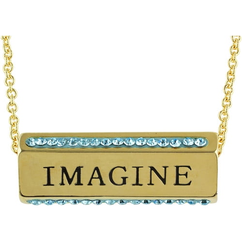 Truly Inspired Women's Gold Plated 'Dream, Imagine, Believe' Crystal Sentiment Necklace