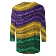 thumbnail image 4 of YOIAVAIOY Womens Mardi Gras T Shirt 3/4 Sleeve Funny Patricks Tops Fashion Casual Outfits Purple XXL, 4 of 5