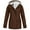 Brown, variant on Waterproof Comfy Rain Jacket For Women Casual Solid Color Hooded Windproof Fleece-Lined Winter Black Raincoat Jacket S-5XL