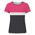 thumbnail image 4 of Odbmxy Womens Plus Size T Shirts Crop Short Sleeve Summer Ladies Tops Color Block Pink Slim Sports Casual Tops, 4 of 5
