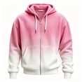 thumbnail image 4 of XIAOCHA Mens Zip Up Hoodie Ombre Waffle Knit Hoodies Street Casual Hooded Sweatshirt, Light Pink, Sizes XXXXXL, 4 of 4