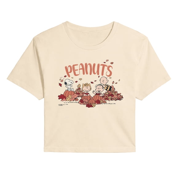 Peanuts - Fall Fun - Juniors Cropped Graphic T-Shirt