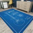 thumbnail image 4 of Dreammotif Blue Guitar Rug, Modern Area Rugs, Colorful Living Room Decor, Game Room, Big Bedroom Rug For Teens, Durable Floor Carpet, 4 of 7
