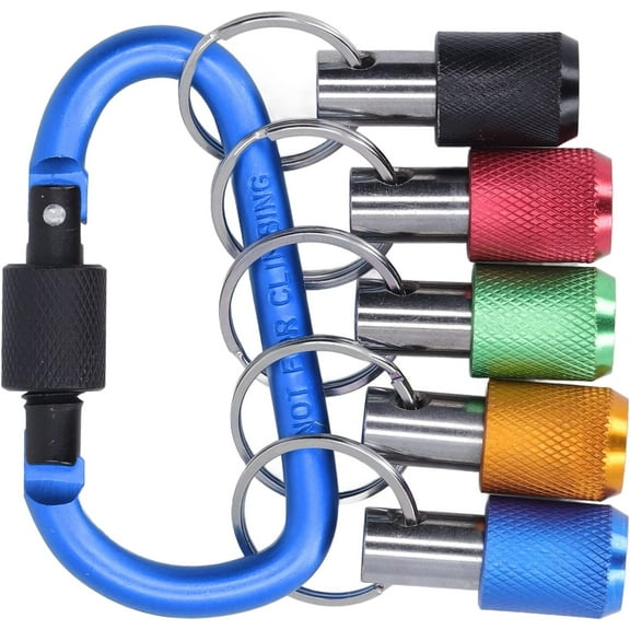 Socket Holder, 5 Extension Bars Portable 1/4 Hex Shank Drill Bit ​Holder Metal Carabiner Standard Size for Industrial Repair(Blue Carabiner)
