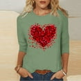 thumbnail image 5 of Dasayo Green Women Tops Valentine's Day 3/4 Sleeve Cute Blouses Heart Spring Comfortable Tops Womens Tshirt L, 5 of 5